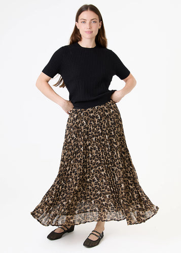 Dreams Leopard Print Chiffon Pleated Skirt