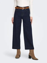 Load image into Gallery viewer, ONLY Dark Denim Wide Cropped Jeans