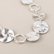 Load image into Gallery viewer, POM Short Hammered Disc Necklace -Silver
