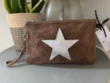 Load image into Gallery viewer, Chocolate Suede Star Clutch Bag