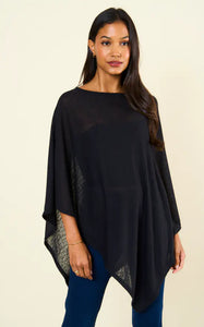 Kim Lightweight One Size Poncho - Black