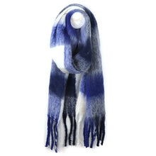 Load image into Gallery viewer, POM Royal Blue Fluffy Check Scarf