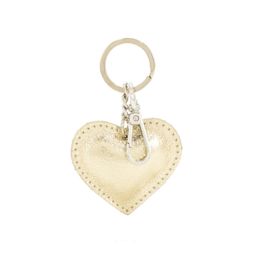 Gold Leather Heart Keyring