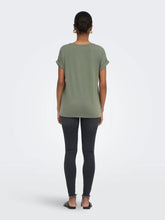 Load image into Gallery viewer, ONLY Short Sleeve Fold Up Cuff T-Shirt - Khaki