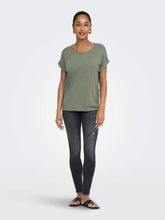 Load image into Gallery viewer, ONLY Short Sleeve Fold Up Cuff T-Shirt - Khaki