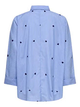 Load image into Gallery viewer, ONLY Striped Shirt with Navy Hearts
