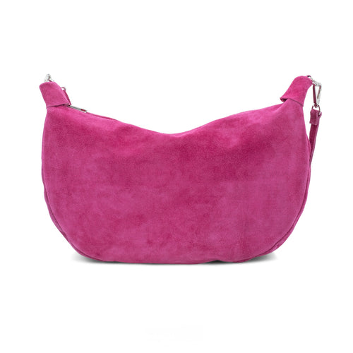 Hot Pink Suede Crossbody Sling Bag