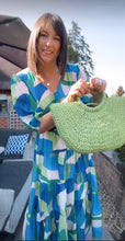 Load image into Gallery viewer, Abstract Puff Sleeve Tiered Maxi Dress - Green/Blues