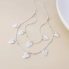 Load image into Gallery viewer, POM Moonbeam Silver Plated Double Strand Heart Drop Necklace