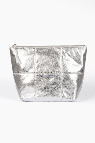 Romy Quilted Vanity Bag - Silver Faux Leather