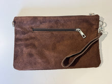Load image into Gallery viewer, Suede Leather Silver Star Clutch Bag - Chocolate