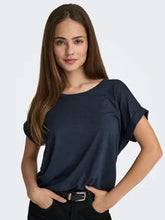 Load image into Gallery viewer, ONLY Short Sleeve Fold Up Cuff T-Shirt - Navy