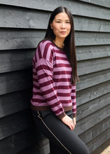 Load image into Gallery viewer, DREAMS Striped Crew Neck Jumper Plum