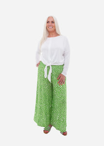 Dreams Mosaic Print Wide Leg Trousers - Lime