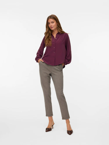 Vero Moda Kiara Tailored Stretch Trousers - Brown Melange