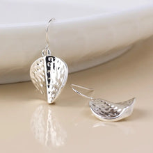 Load image into Gallery viewer, POM Ivy Silver Plated Hammered Twist Disc Drop Earrings