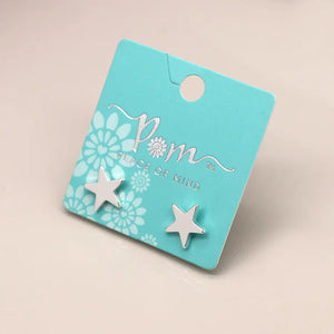 POM Small Silver Plated Star Stud Earrings