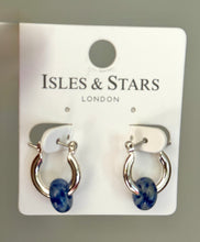 Load image into Gallery viewer, Chunky Hoop Earrings with Blue Stone Earrings
