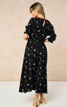 Load image into Gallery viewer, Sarta Floral Posy Midi Tea Dress - Black
