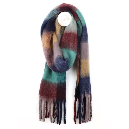 POM Earthy Mix Fluffy Check Scarf