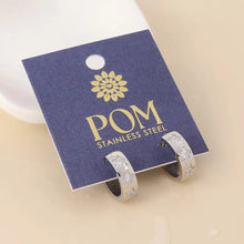 Load image into Gallery viewer, POM Astra Stainless Steal Platinum Plated Crystal Star Huggie Earrings