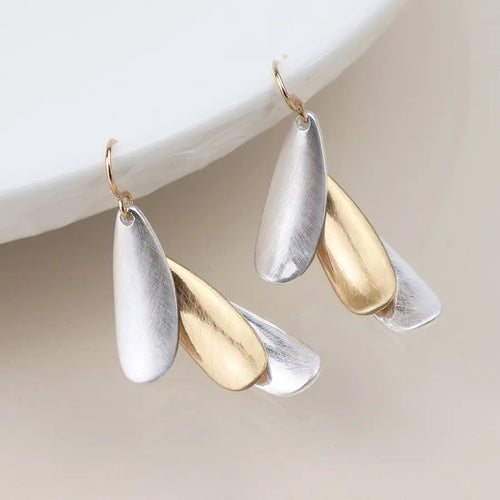 POM Mixed Finish Triple Layer Earrings