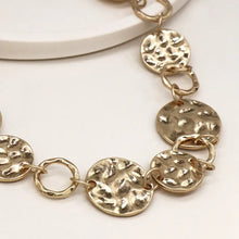 Load image into Gallery viewer, POM Golden Hammered Disc Linked Necklace