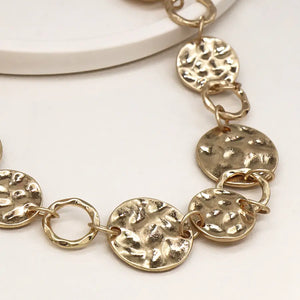 POM Golden Hammered Disc Linked Necklace