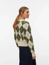 Load image into Gallery viewer, Vero Moda Argyle Knitted Cardigan - Green
