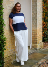 Load image into Gallery viewer, DREAMS Cotton Blend Cap Sleeve Top - Navy/White