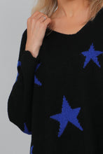 Load image into Gallery viewer, Black Royal Blue Wool Blend Scattered Star Jumper