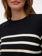 Load image into Gallery viewer, Vero Moda Black &amp; Cream Striped Long Sleeve Jumper