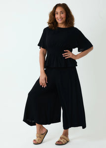Dreams Viscose Crepe Elastic Waist Culottes - Black
