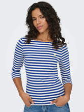 Load image into Gallery viewer, ONLY 3/4 Boat Neck Striped Top - Blue/White