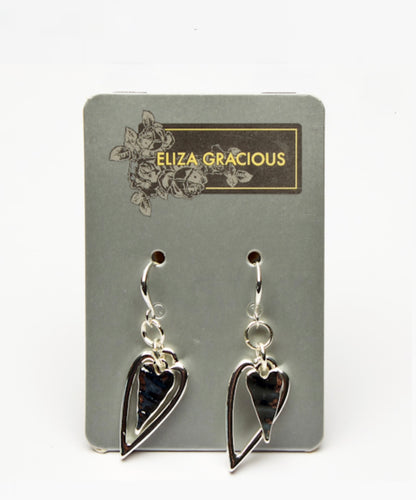 Eliza Gracious Twin Heart Silver Earrings