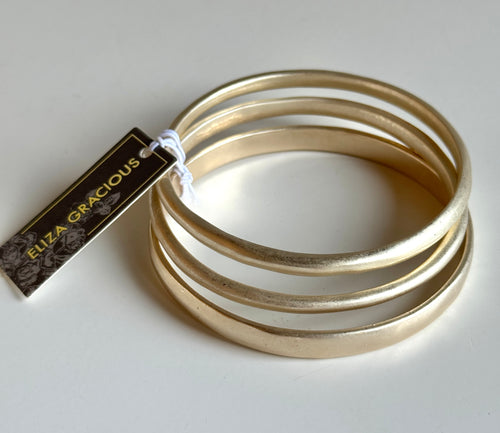 Eliza Gracious Triple Bangle Set - Pale Gold