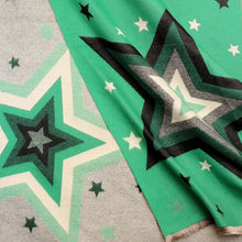 Load image into Gallery viewer, POM Green Bold Jacquard Star Print Scarf