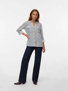 Vero Moda L/S Striped Shirt -Navy & White