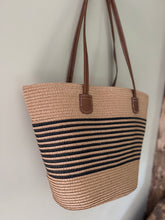 Load image into Gallery viewer, Large Straw Tote Bag - Black