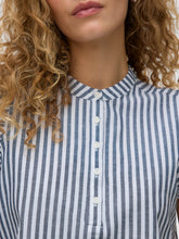 Load image into Gallery viewer, Vero Moda Linen/Cotton Striped Summer Top- Navy/White