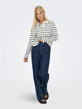 Load image into Gallery viewer, ONLY L/S Striped Polo Shirt - White &amp; Navy