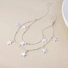 Load image into Gallery viewer, POM Stardust Silver Plated Double Strand Star Drop Necklace