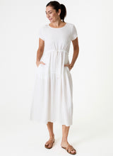 Load image into Gallery viewer, DREAMS Short Sleeved Tiered Dress - White