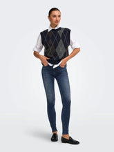 Load image into Gallery viewer, ONLY Argyle Knitted Tank Top - Navy/Grey