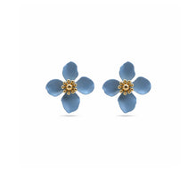 Load image into Gallery viewer, Isles and Stars Blue Flower Stud Earrings - Gold