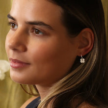 Load image into Gallery viewer, POM Silver Plated C-Hoop Quatrefoil Earrings