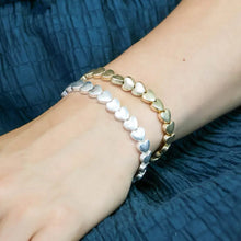Load image into Gallery viewer, POM Worn Silver Smooth Hearts Beaded Stretch Bracelet