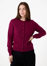 Load image into Gallery viewer, Drams Cashmere Like Crew Neck Crop Cardigan - Berry