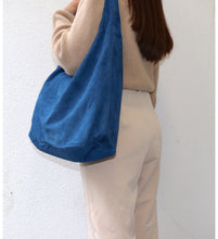 Load image into Gallery viewer, Italian Suede Leather Slouchy Hobo Bag - Denim Blue