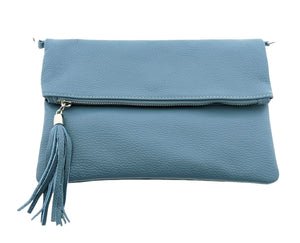 Denim Blue Fold Over Clutch Bag